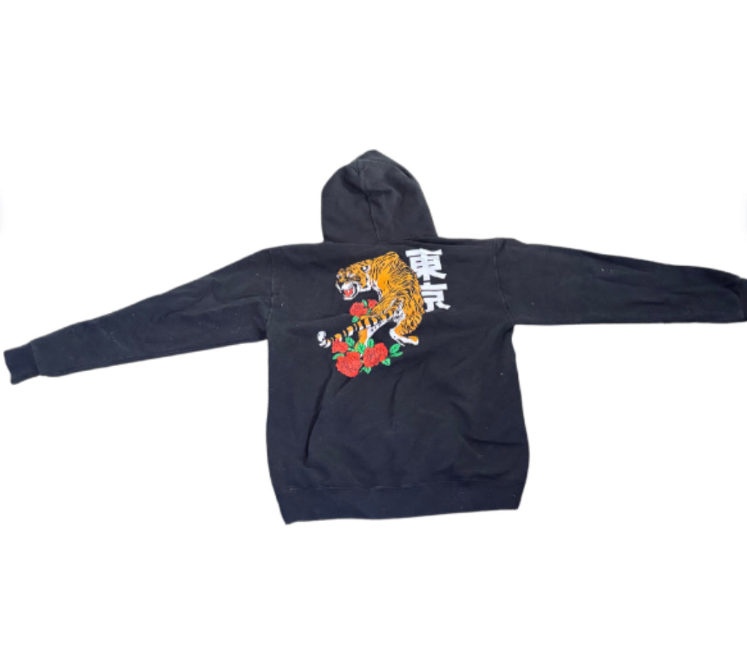 Black Tiger Print Sweatshirt